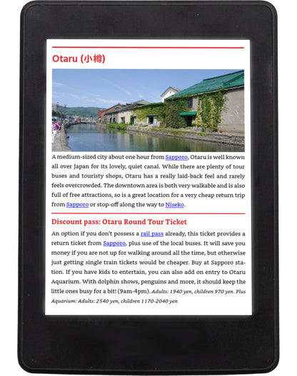 Otaru chapter preview page from Super Cheap Hokkaido ebook guidebook