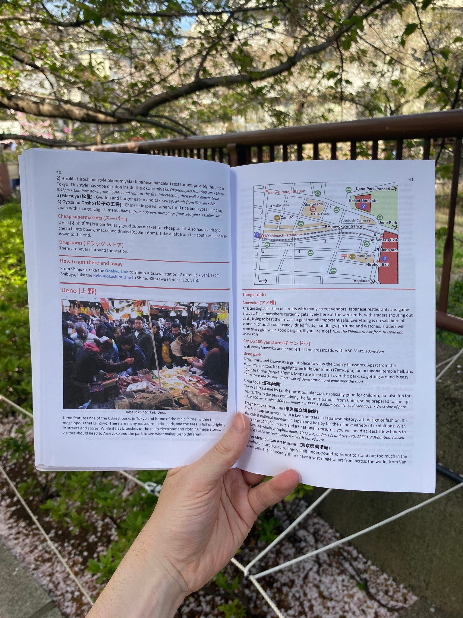 Super Cheap Japan paperback travel guide Ueno map chapter preview